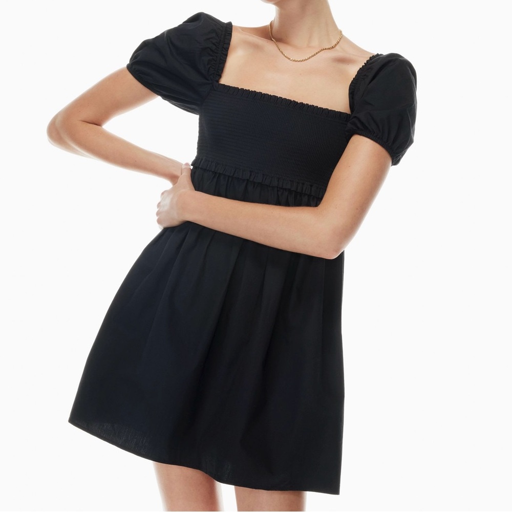 Aritzia Sunday Best Hadley Black Cottagecore Babydoll puff sleeves Dress S